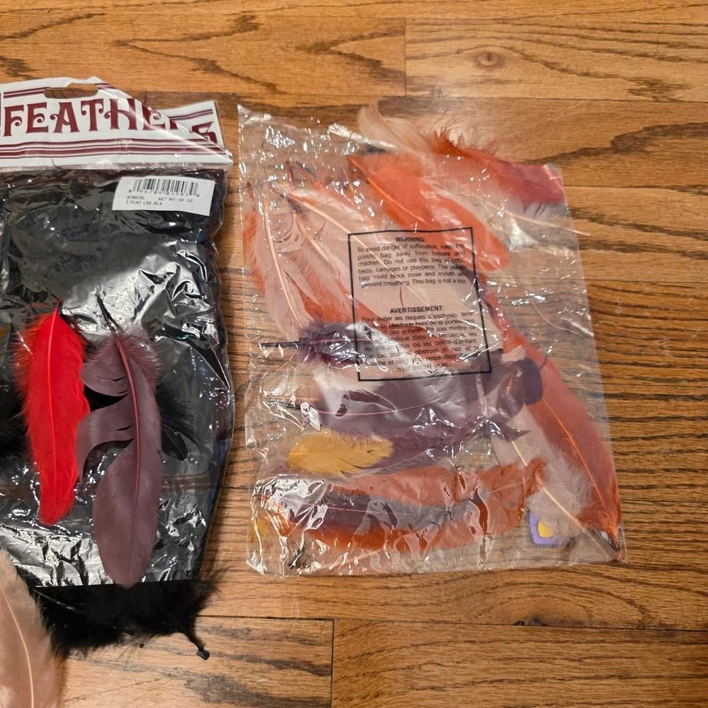 Feathers Black Brown Orange Flat Loose Multi Color Plumes Crafts DIY Costume